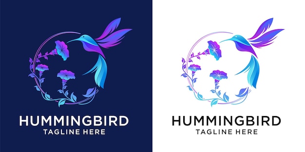 Hummingbird bird flower tropical logo Premium Vector