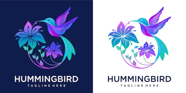 Hummingbird bird flower tropical logo