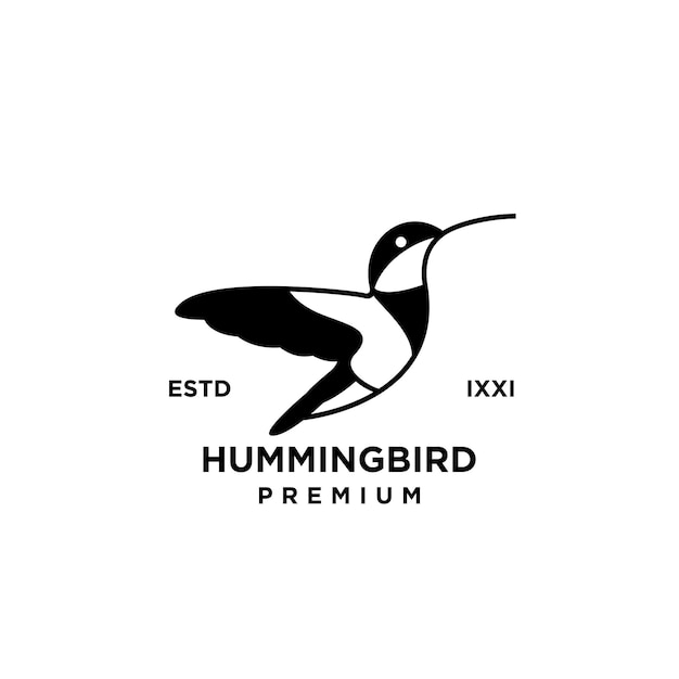 Hummingbird black silhouette logo icon design