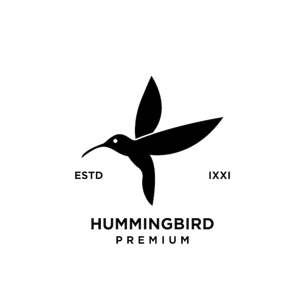 Hummingbird black silhouette logo icon design