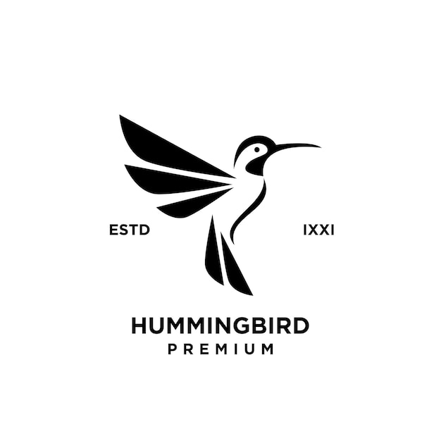 Hummingbird black silhouette logo icon design