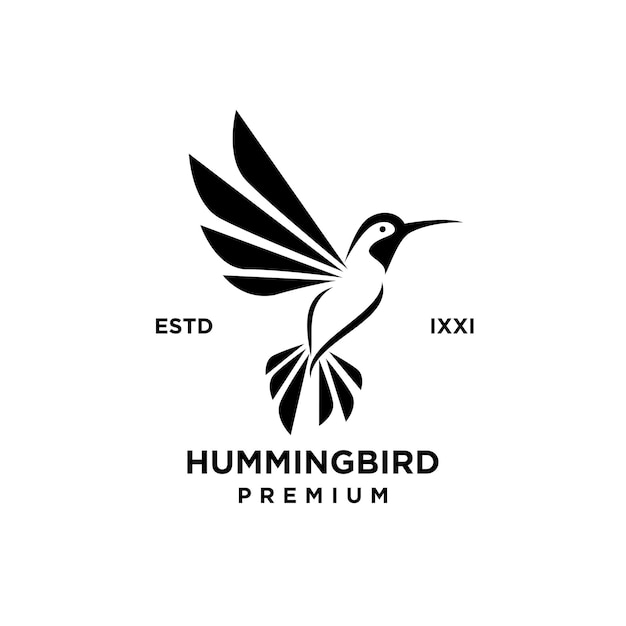 Hummingbird black silhouette logo icon design