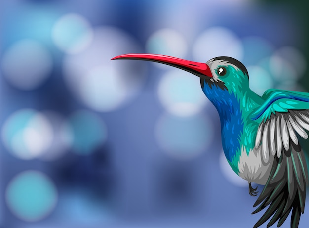 A hummingbird on blurry background illustration with copyspace