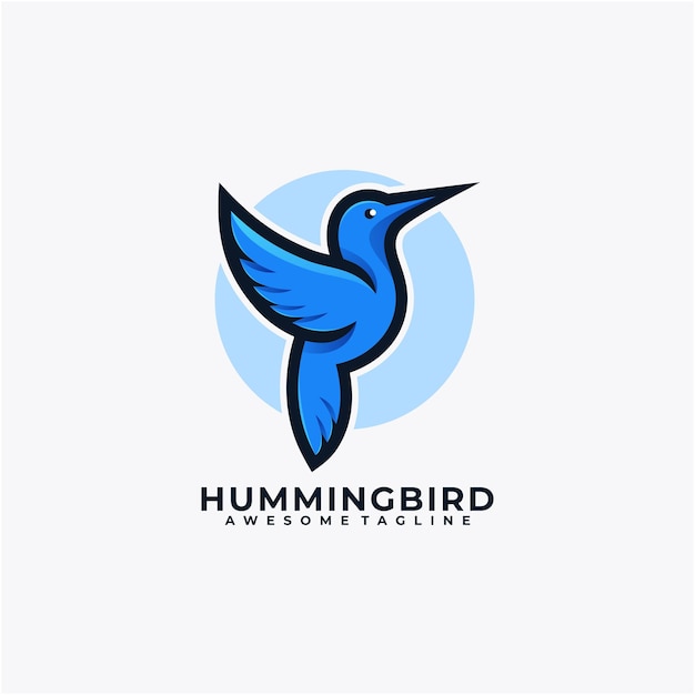 Hummingbird cartoon logo design vector flat color