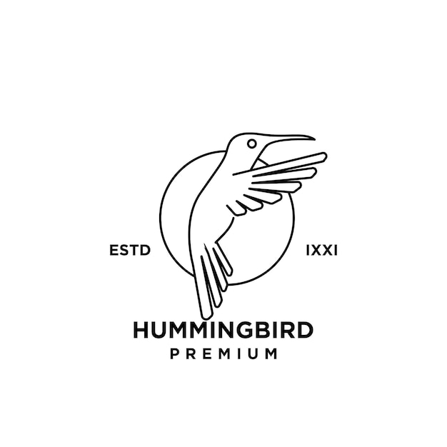 Hummingbird line outline logo icon design