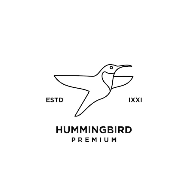 Hummingbird line outline logo icon design