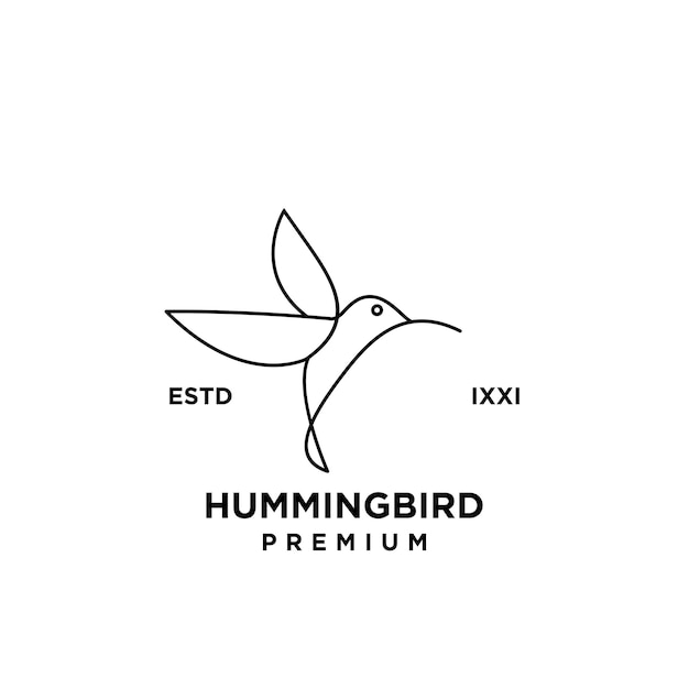 Hummingbird line outline logo icon design