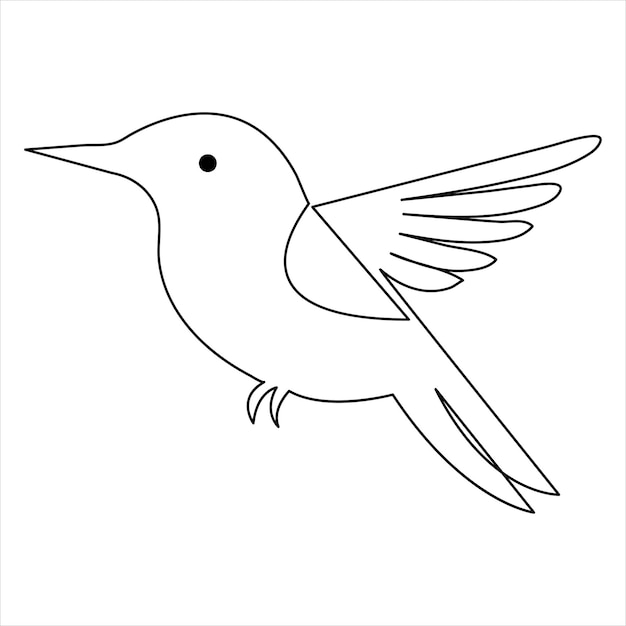 Vector hummingbird minimalist design of single line art drawing continuous outline vector illustration