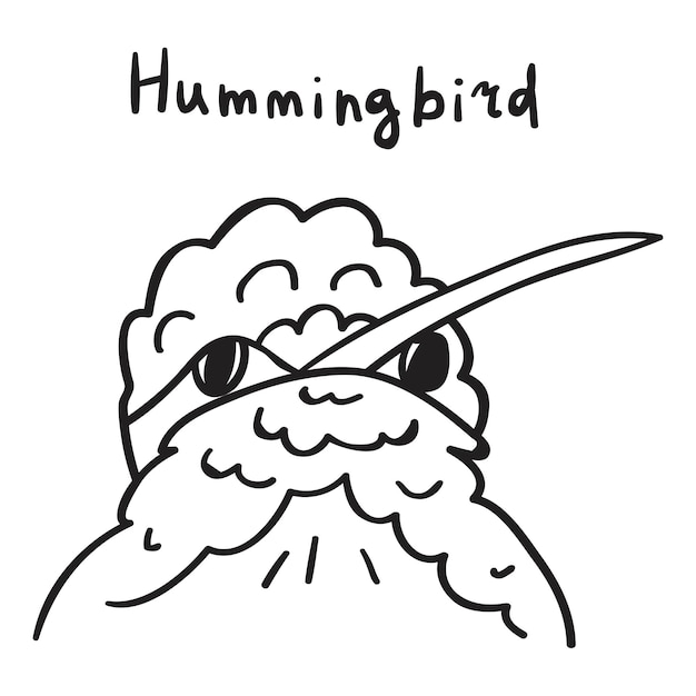 Hummingbird. Simple outline hand drawn icon.