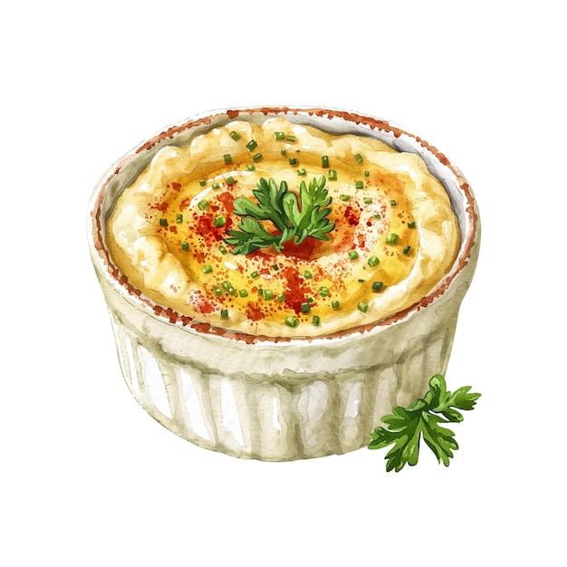 hummus vector illustration in watercolor style