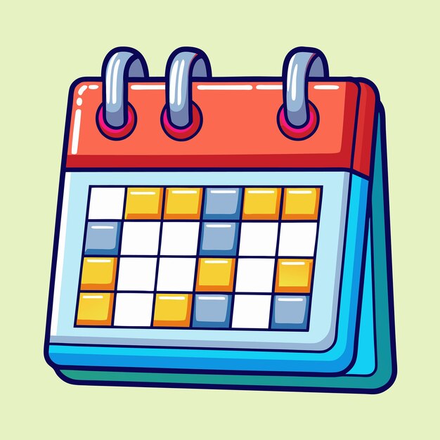 Vector humorous cartoon calendar day icon for business scheduling and time management