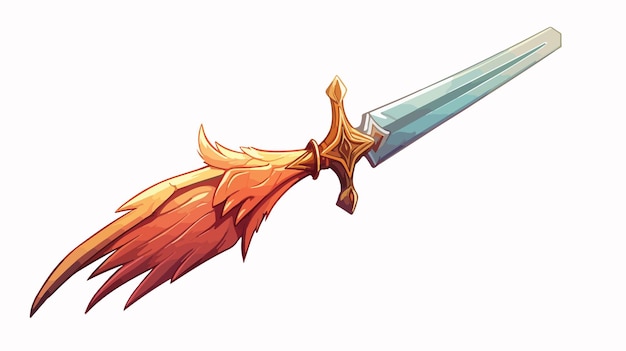 Vector humorous and stylish flying sword cartoon vector illustration