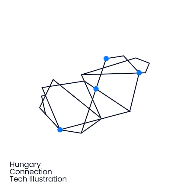 Hungary Connection Tech Technology Geometric Polygonal Logo Vector Icon Illustration