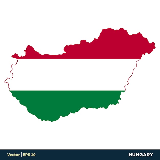 Hungary Europe Countries Map and Flag Vector Icon Template Illustration Design Vector EPS 10