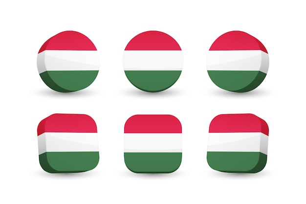 Hungary flag 3d vector illustration button flag of Hungary isolated on white