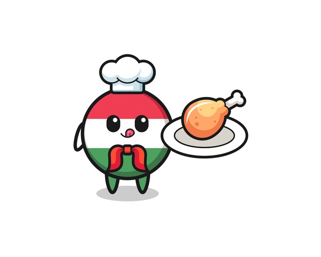 hungary flag fried chicken chef cartoon character
