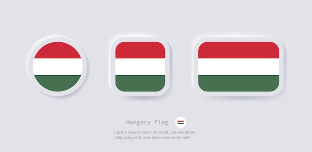 Hungary flag icon european country national flags for europe countries neumorphism language buttons