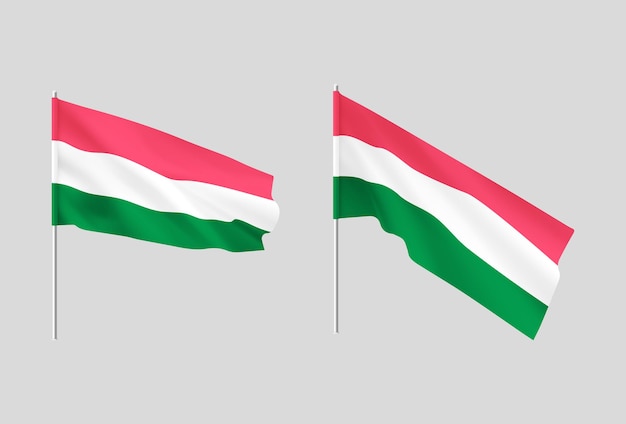 Hungary flags Set of national realistic Hungarian flags Vector