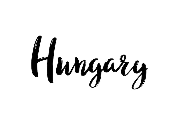 Hungary Lettering Handwritten name country Vector design template