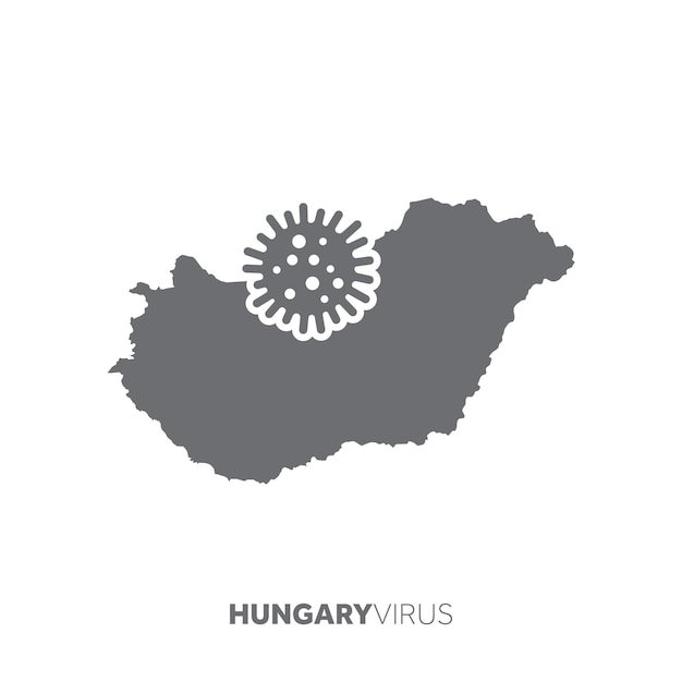 Hungary map with a virus microbe illness and disease outbreak