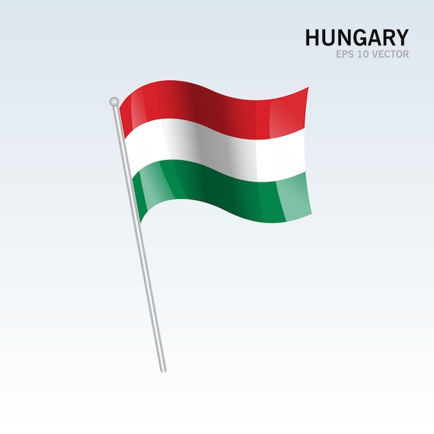 Hungary waving flag isolated on gray background