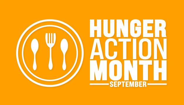 Vector hunger action month is observed every year in september holiday concept template for background