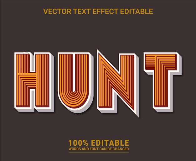 Hunt editable text effect vector