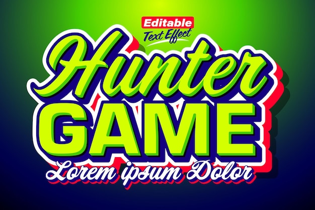 Hunter Game Green and Red Poster Text Effect