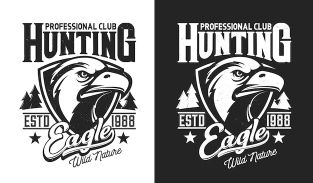 Hunting club tshirt print eagle hunter mascot