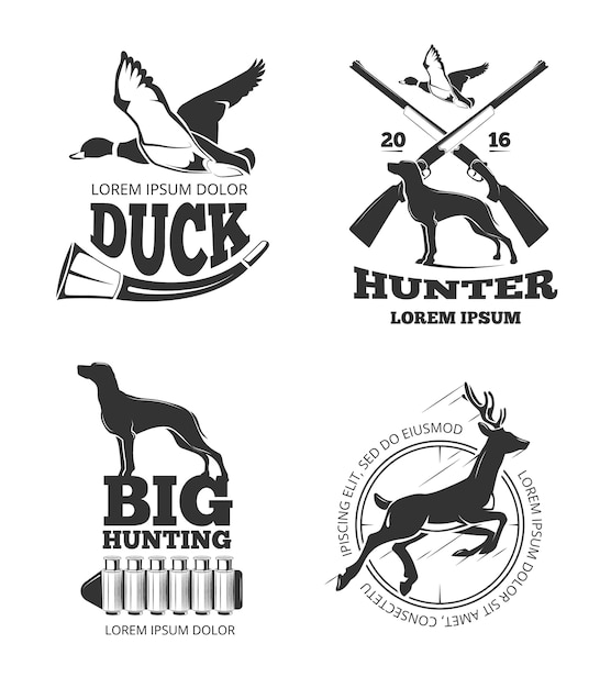 Hunting club vintage vector labels