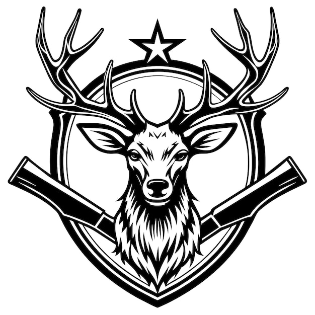 Hunting Deer Logo black and white illustration