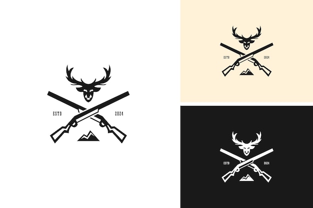 Hunting deer logo design vector illustration template idea