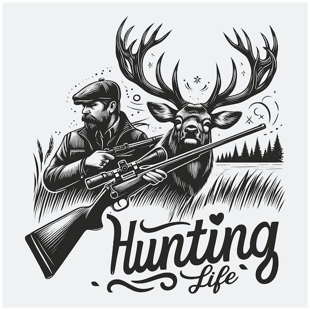 Hunting Life Hunting sve Silhouette Hunting Season Hunting Life svg vector silhouette file