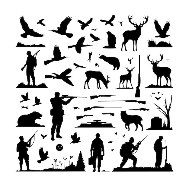 Vector hunting man vector silhouette illustration