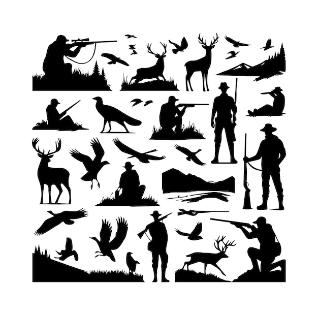 Vector hunting silhouettes vector