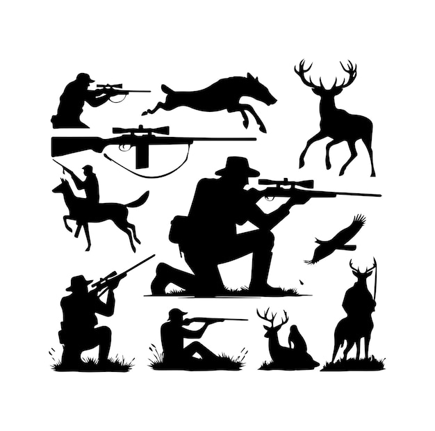 Vector hunting silhouettes vector