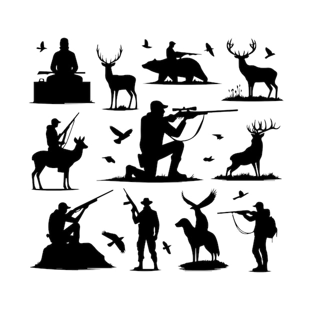 Hunting Silhouettes Vector