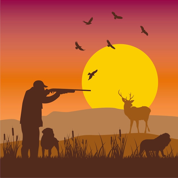 hunting-sunset