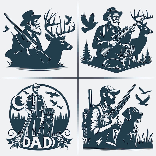 Hunting SVG Silhouette Bundle Vector silhouette of hunting Best Fathers Day Hunting Gifts for Dad