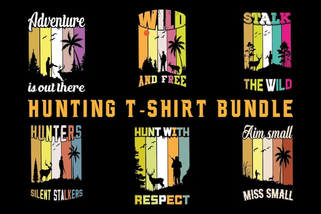 Hunting tshirt design bundle creative hunting vector tshirt design for print on demand