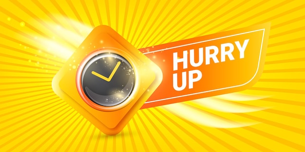 Hurry Up Label With Clock Alarm Countdwon banner design template