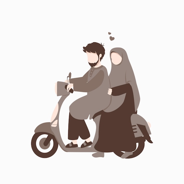 Husband and Wife Riding a Motorcycle