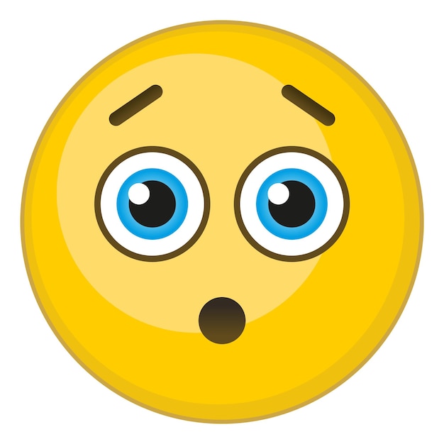 Vector hushed face. concerned emoji. embarrassed yellow emoticon isolated on white background