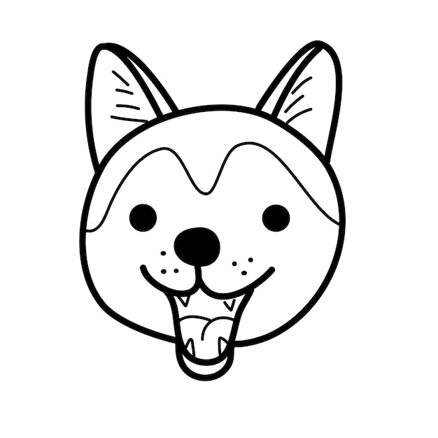 Husky akita dog Muzzle face of a Shiba Inu dog in a doodle sketch style Outline of the pets head