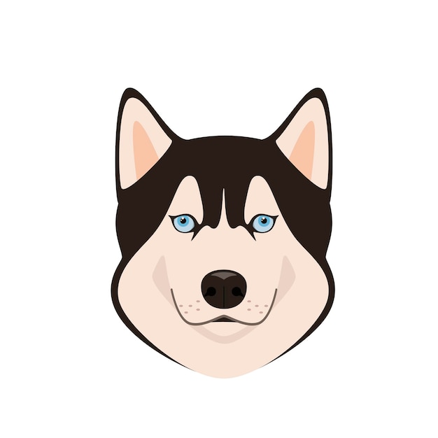 Husky head on a white background Cartoon design