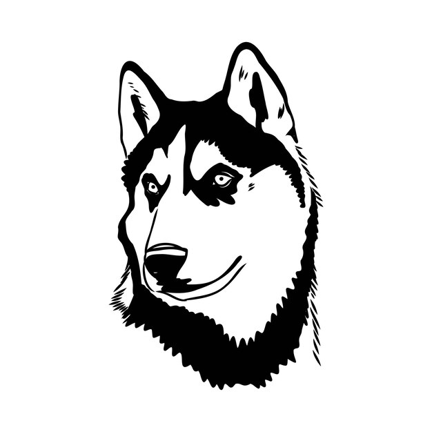 Vector husky isolated on white background stencil dog silhouette