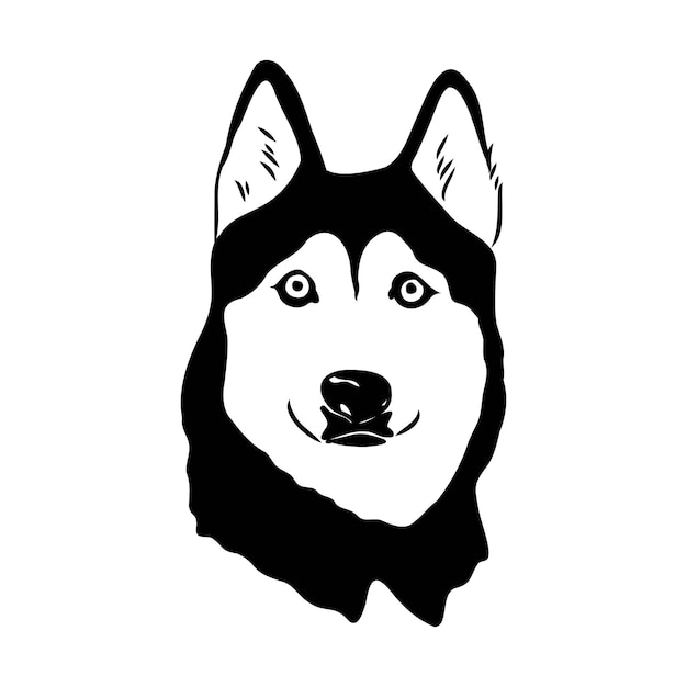 Vector husky isolated on white background stencil dog silhouette