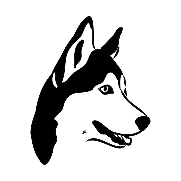 Husky isolated on white background stencil dog silhouette