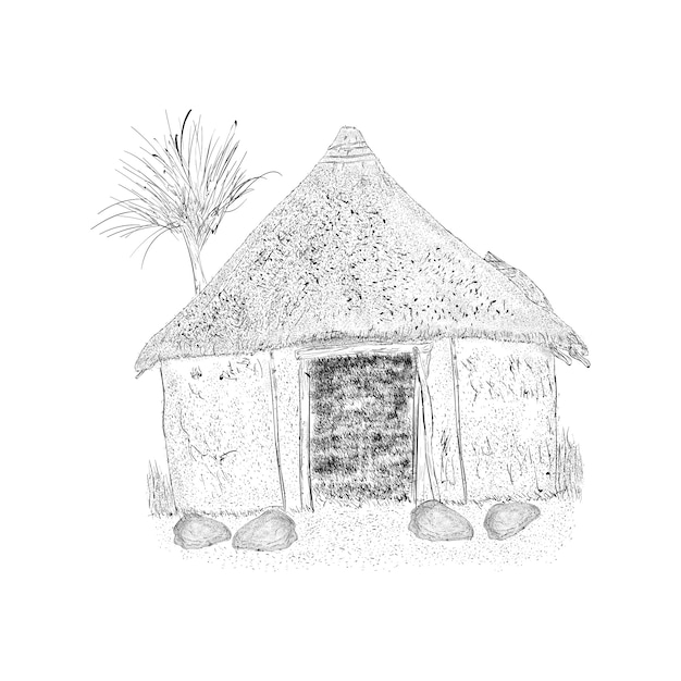 Hut illustration in sketch design