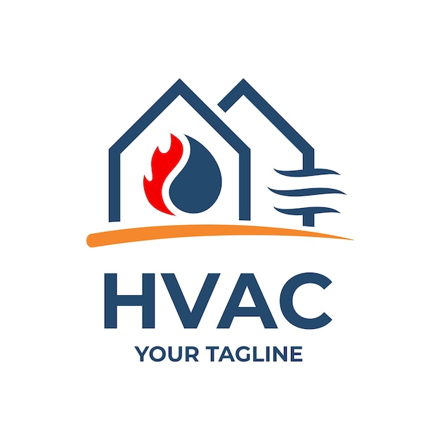 Vector hvac house heating and air conditioning logo installation